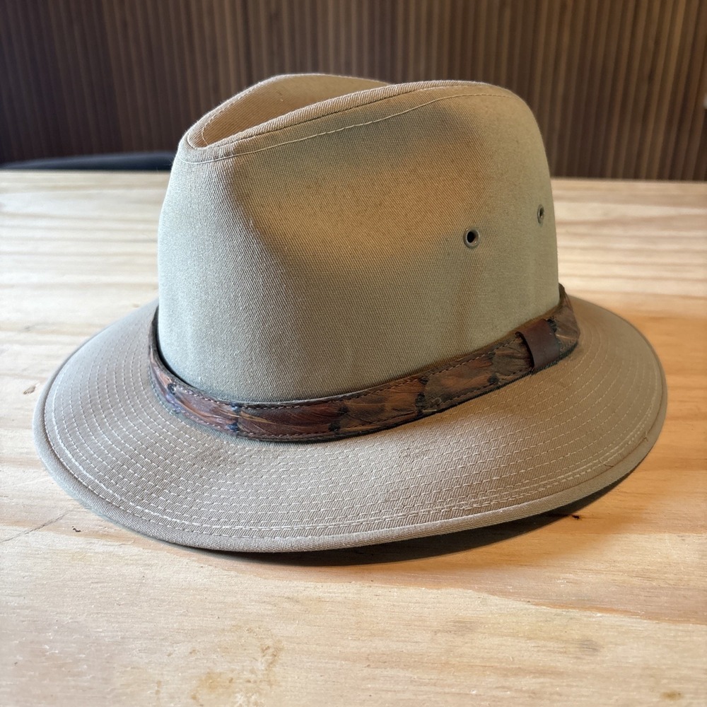 VTG Dobbs Fifth Avenue Men's Fedora Wood Look Band Beige Sz L